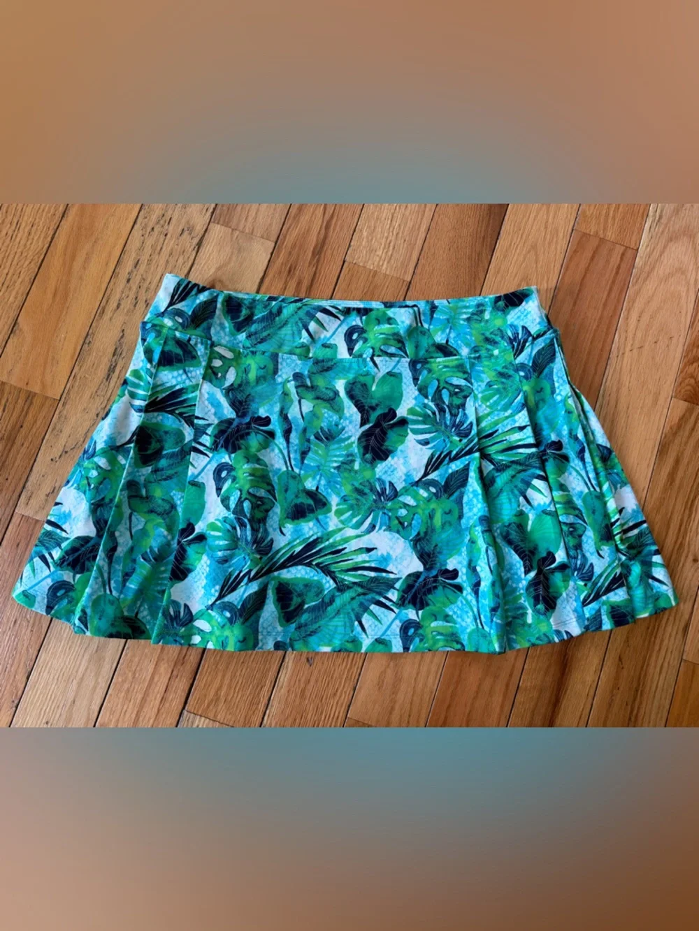 Tommy Bahama Golf Green Turquoise Palm Leaf Print Skirt Stretch Women’s Size XL - Picture 6 of 10